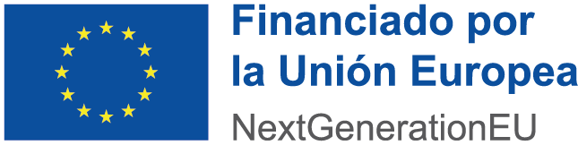Logo de la Unión Europea con el texto "Financiado por la Unión Europea" y "NextGenerationEU", que representa el apoyo financiero para proyectos de desarrollo y recuperación.